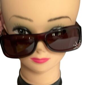 Christian Dior sunglasses maroon or purple Swavorski Crystals & case